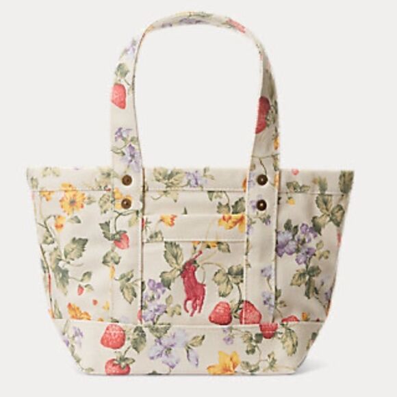 NWT Polo RALPH LAUREN Floral Big Pony Canvas Mini Tote new with tag​